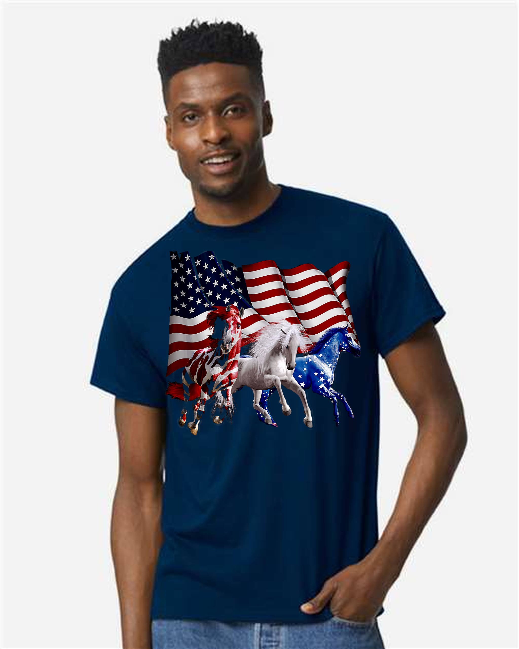 American Flag Horses — Multicolor Patriotic 2 T-Shirt