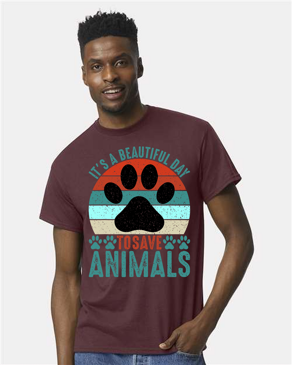 Paw Print Inspirational Animal Rescue Art T-Shirt