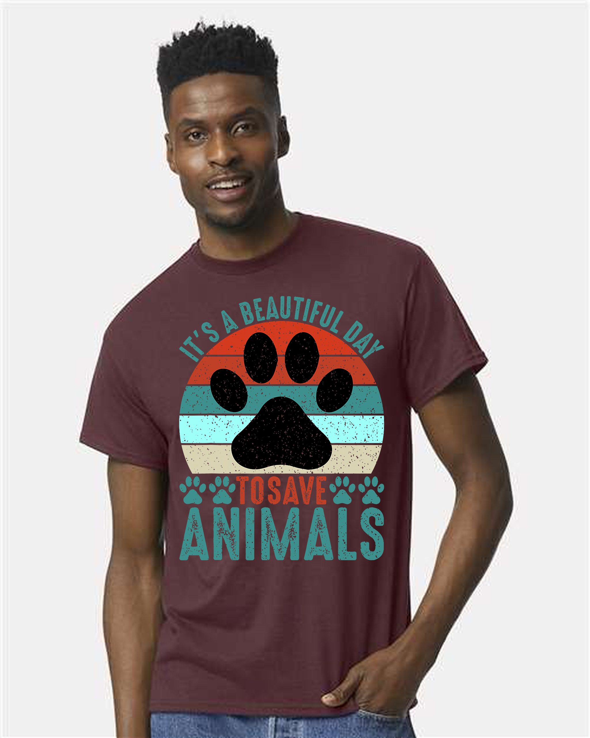 Paw Print Inspirational Animal Rescue Art T-Shirt