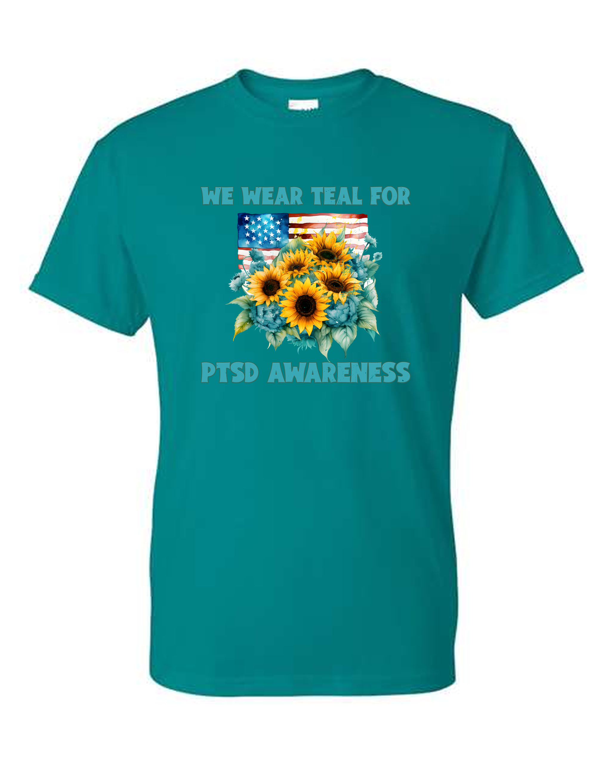 Teal for PTSD Awareness with Sunflowers T-Shirt
