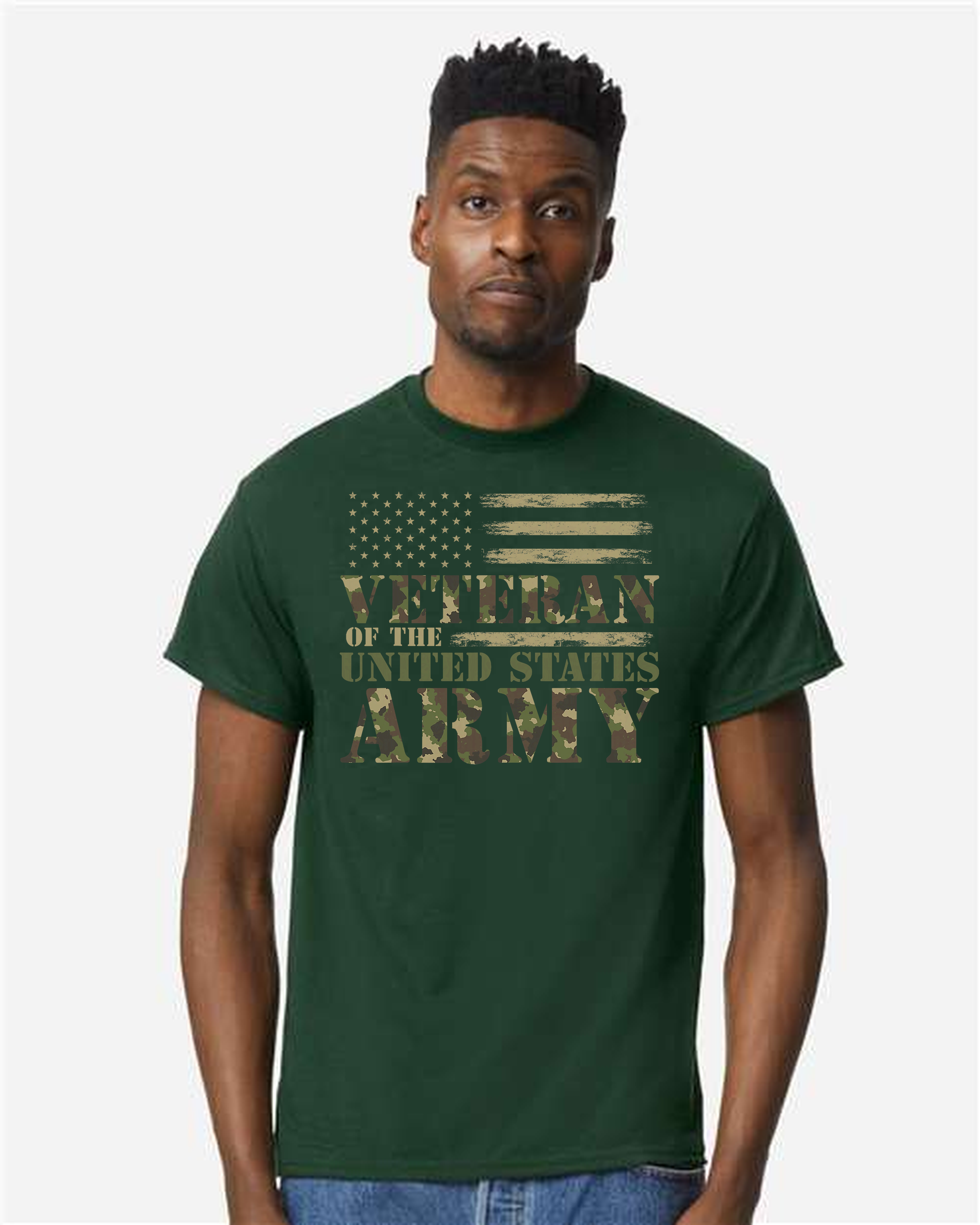 Veteran of the United States Army Camouflage US Flag T-Shirt
