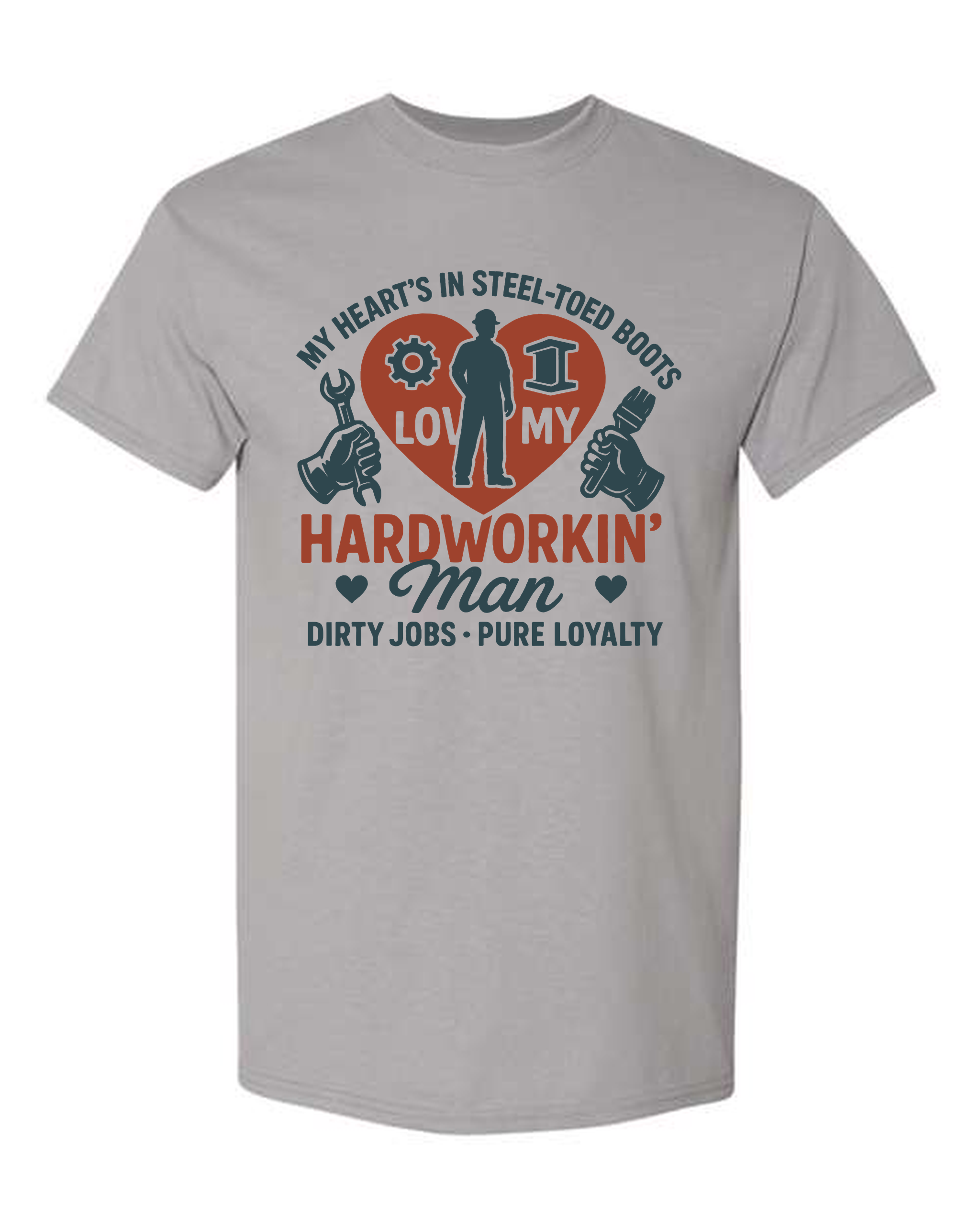 Hardworking Man Love Print — Navy Industrial T-Shirt