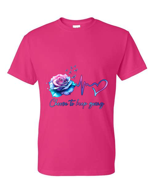 Rose With Heartbeat Choose to Keep Going Suicide Prevention T-Shirt