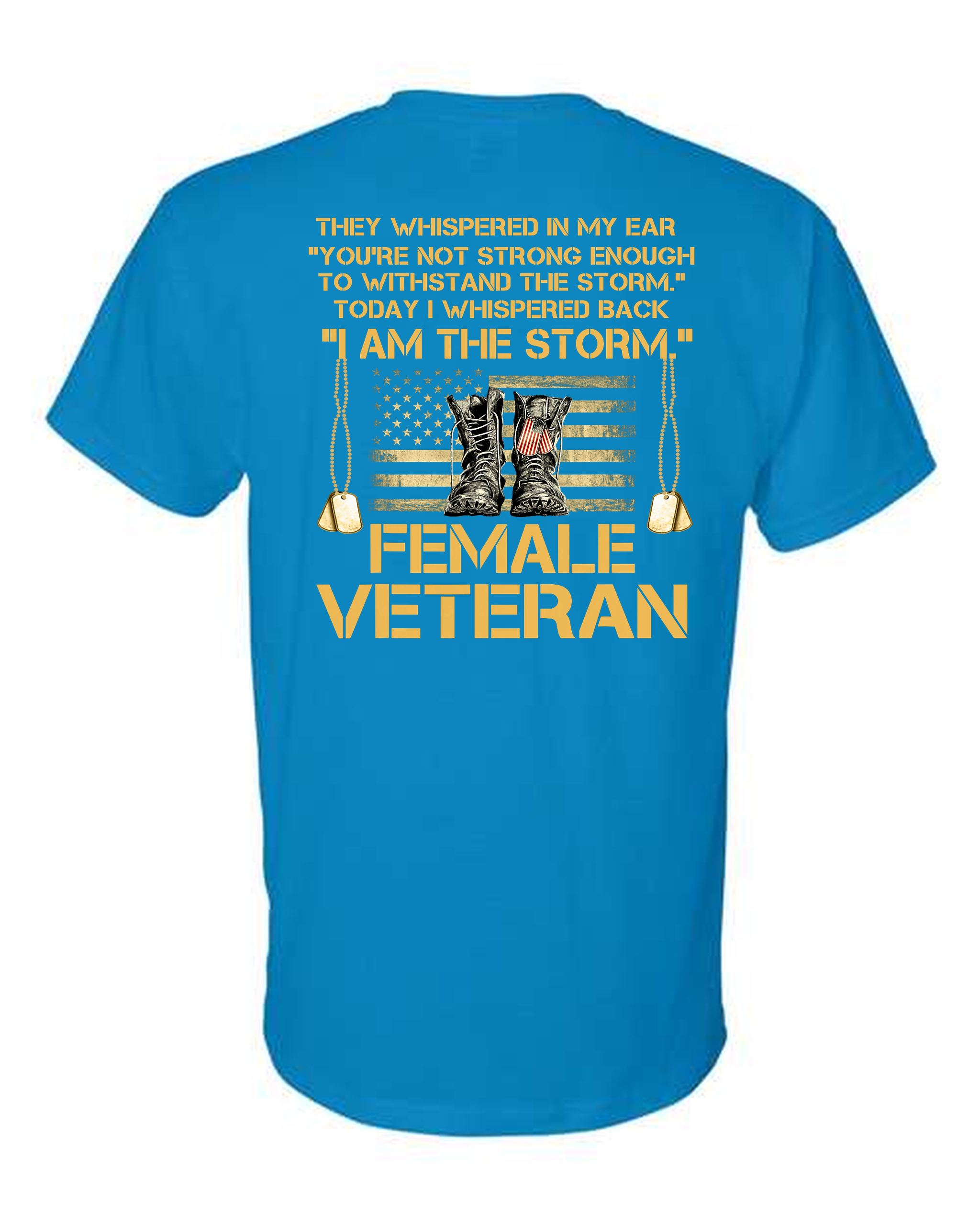 Proud Female Veteran USA Flag Dog Tags T-Shirt