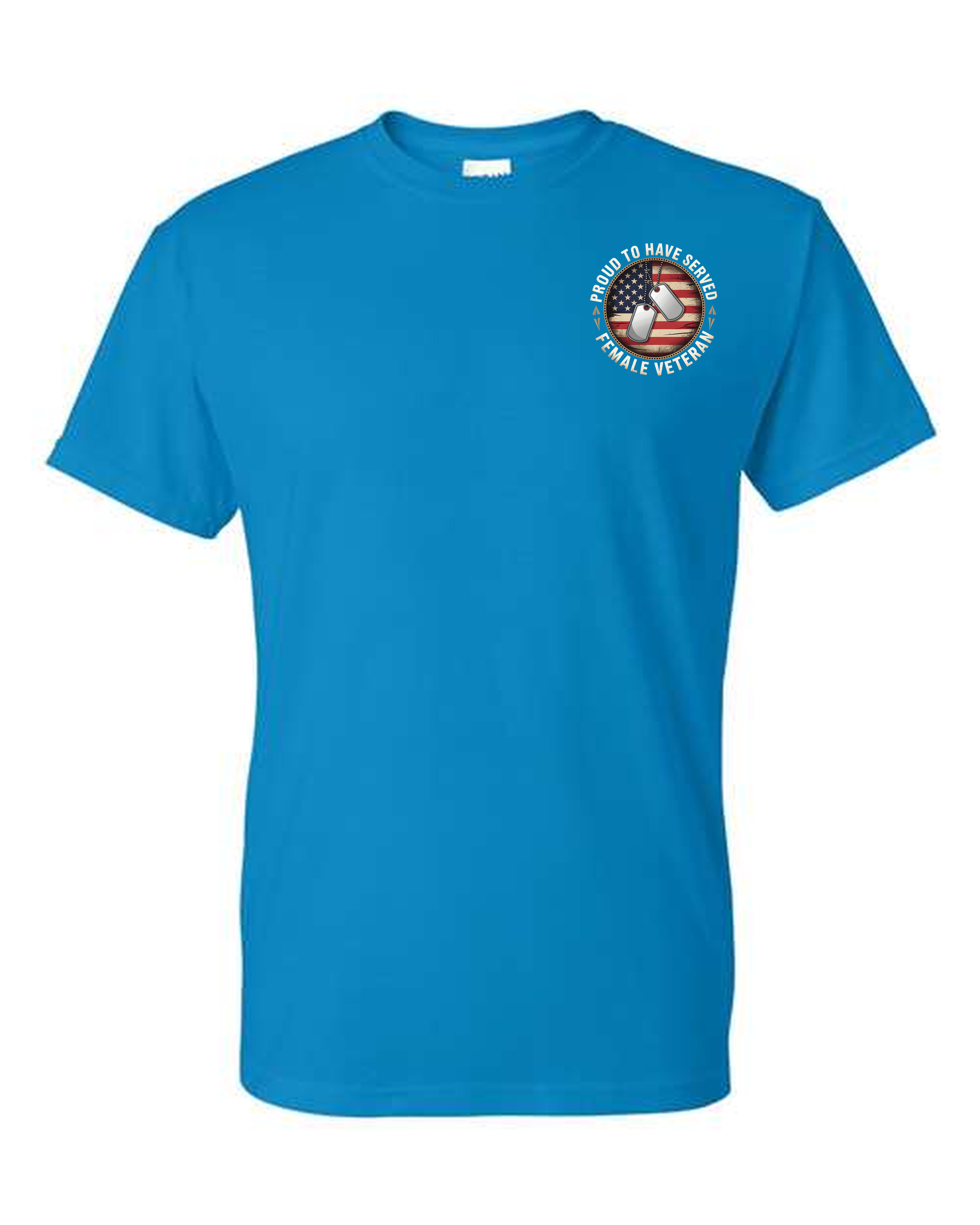 Proud Female Veteran USA Flag Dog Tags T-Shirt