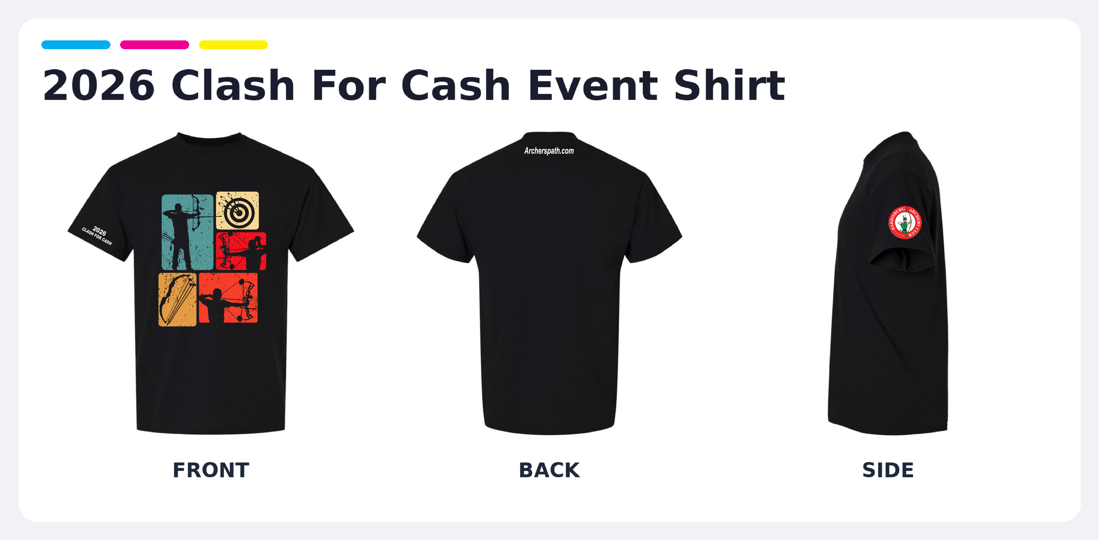 Retro Archery Panels - Official 2026 Clash For Cash Event Shirt