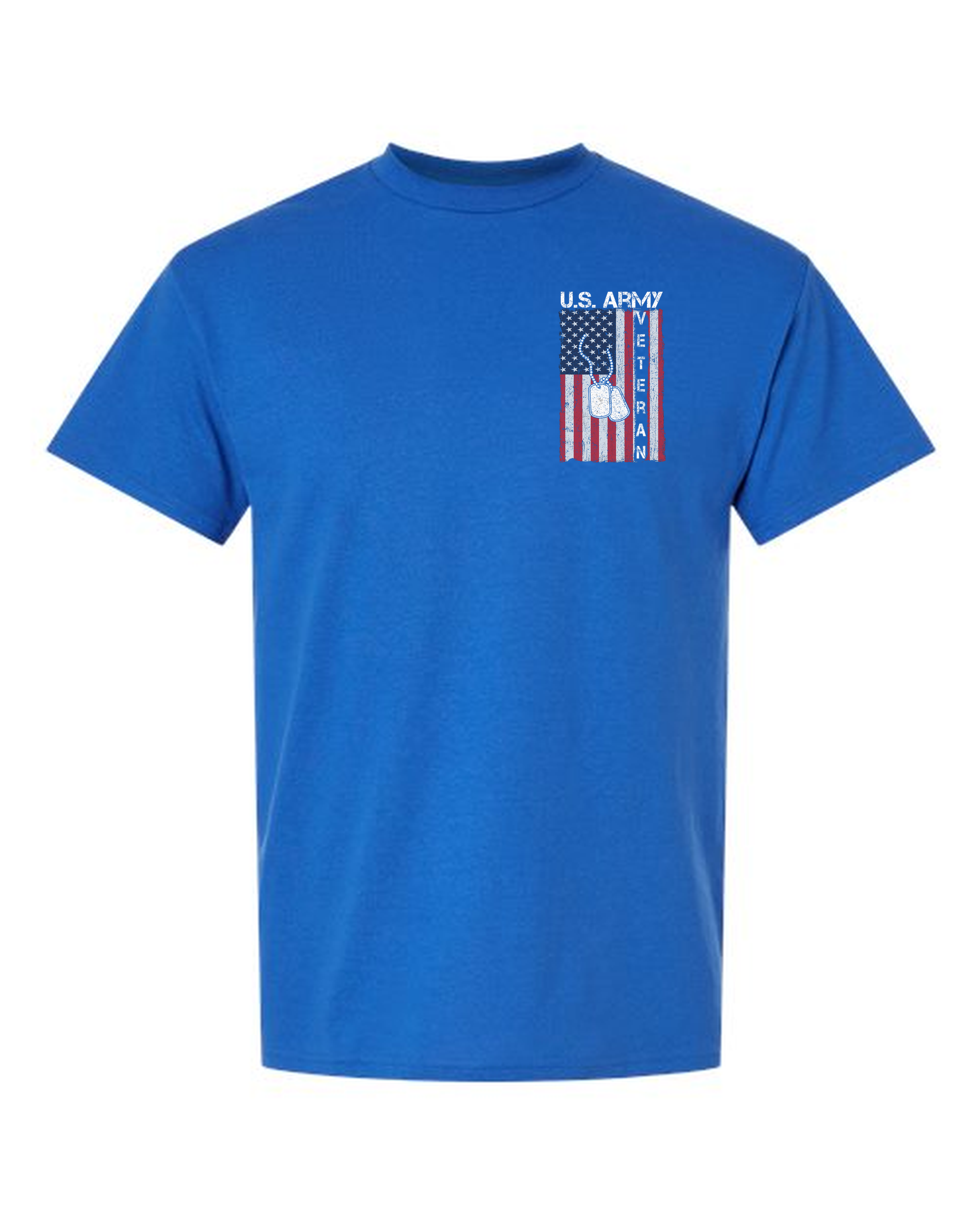 U.S. Army Dog Tags on American Flag T-Shirt