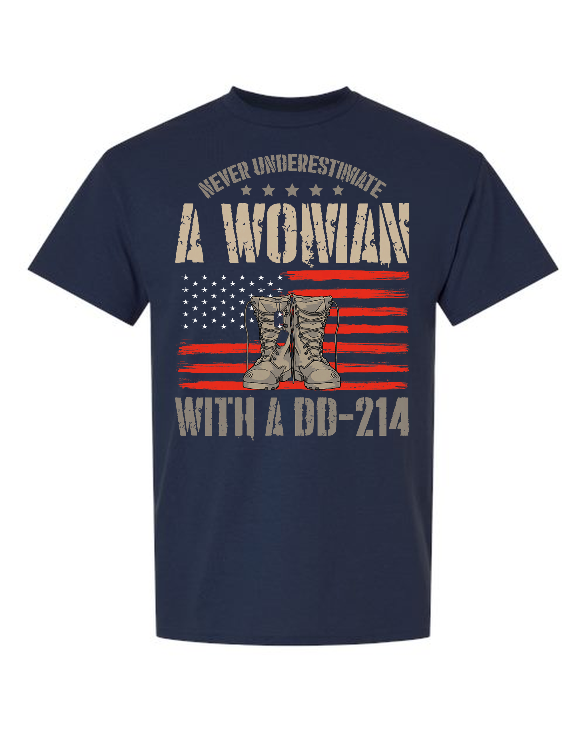 Military Woman with DD-214 T-Shirt